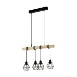 Eglo Suspension Luminaire Townshend 5 Échantillon Bois Noir | IP20 - Convient pour 4x E27 