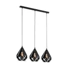Eglo Suspension Luminaire Carlton 5 Échantillon Noir | IP20 - Convient pour 3x E27 